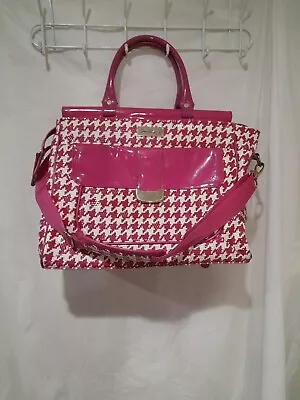 Samantha Brown Pink & White Houndstooth Pattern Travel Carry On Bag • $45