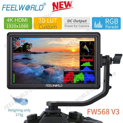 FEELWORLD FW568 V3 6 Inch 3D Full HD LUT DSLR Camera Field Monitor IPS 1920X1080 • £108