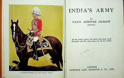 India's Army Major Donovan Jackson 1940 HB Book WWII Soldiers Military Life Raj • $24.80