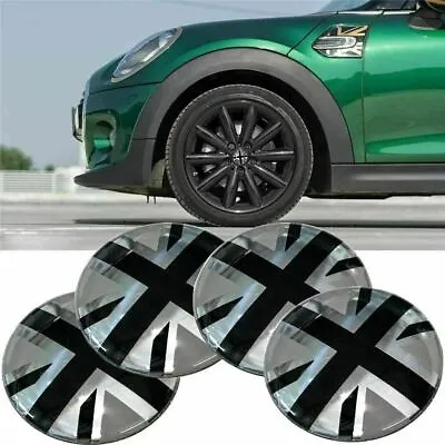 4Pcs 2  Black Aluminum Union Jack UK Flag Style Wheel Center Cap For MINI Cooper • $9.98