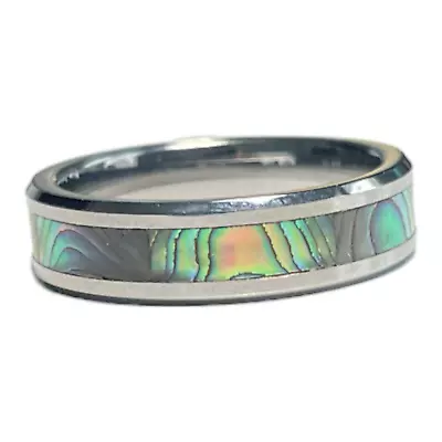 Tungsten Carbide Mother Of Pearl Hawaiian Men's Wedding Band Ring 5mm Size 9.75 • $19.99