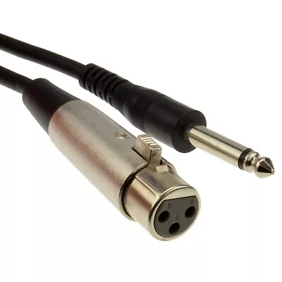 3m 6.35mm Mono Jack Plug To XLR Female Plug Cable Nickel Audio Lead 3 Metres • £4.33