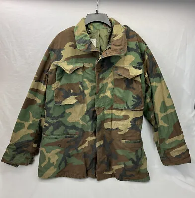 Military Army L Parka All Purpose Camoflage Woodland Camo Rain Jacket Med-Reg • $46