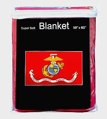 U.S. Marine Corps Flag Fleece Blanket NEW 50 X60  Soft Marines USMC Throw Cover • $20.88