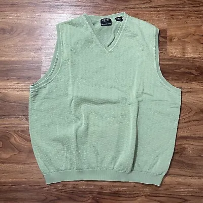 Izod Golf Sweater Vest Mens Mercerized Cotton V-Neck Sleeveless Green Size Large • $11.25