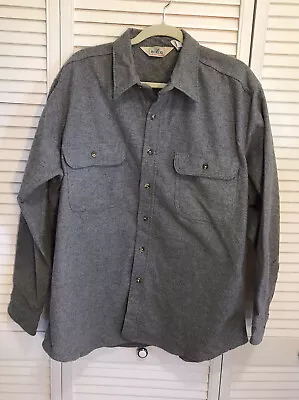 Redhead Vintage Flannel Shirt Mens XL Solid Gray Heavy Thick Cotton USA Work • $18.99