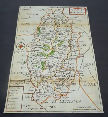 Antique Map Of Nottinghamshire By Richard Blome 1715 • £40