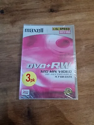 Maxell DVD+RW 4.7GB 120 Min Video Re-Recordable High Performance 3 Pack Discs. • £4.99