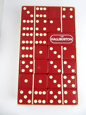 Vintage Halliburton Oil And Gas Advertising Red Marblelike Dominoes Thick • $99.50