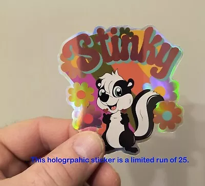 Cute Skunk Holographic Sticker Waterproof Fade Resistant Scratch Resistant • £3.34