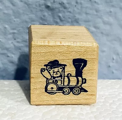 Teddy Bear Conductor Train Wood Mounted Rubber Stamp PSX Small 1  X 1  • $3.99