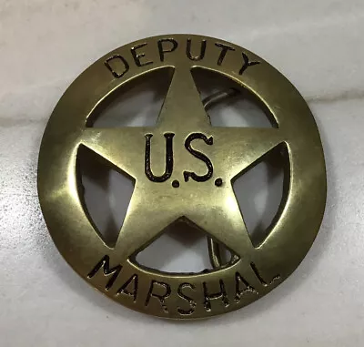 Vintage Brass Deputy U.S. Marshal Solid Brass Belt Buckle Badge • $44.99