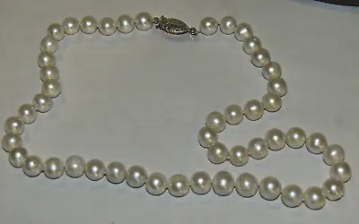Vintage Real Cultured Pearl Necklace Strand  17  Length Nice Luster • $10