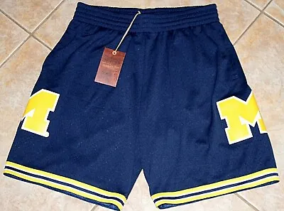 NEW Mitchell & Ness Michigan Wolverines 1991 Fab Five Road Shorts Mens L XL NCAA • $49.95