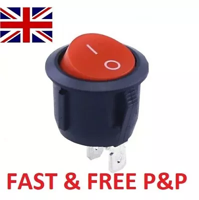 2 X Rocker Switch Red 14mm Diameter 16mm Lip Small Round 2 Pin ON-OFF • £3.95