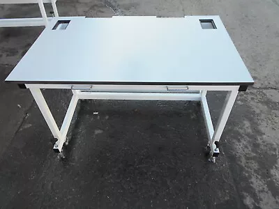 48 X30 X30-½  LAMINATE LAB TABLE W/ADJUSTABLE LEGS CASTORS WHEEL & CUT OUTS #2 • $599.99