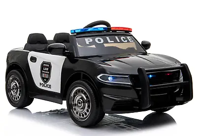 12V Electric Kid Ride On Police Car 2.4G RC Siren Opening Side Door Twin Motor • £49.99