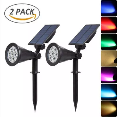 2X 7LED Solar Spot Lights Wall Outdoor Garden Yard Lamp Security Walkway Lights • £9.99