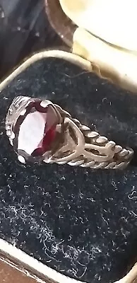 Antique Victorian 1901 Silver And Ruby Ring  UK O US 7 Hallmarks Birmingham!!!! • $119