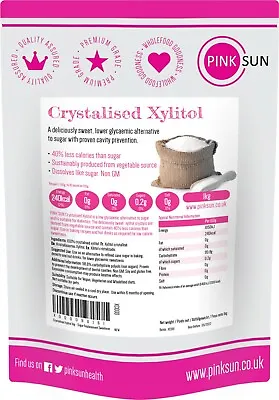 PINK SUN Xylitol 1kg 2 3 5kg Natural Sugar Free Sweetener Replacement Non GMO • £10.95