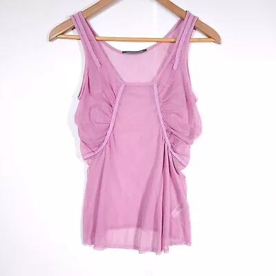 Y2K Marithe Francois Girbaud Mesh Tank Top Pink Size US 5 IT 42 • $55