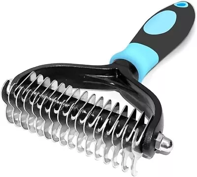 Pet Grooming Brush Double Sided Shedding And Dematting Rake Comb For Cats Dogs • £8.99