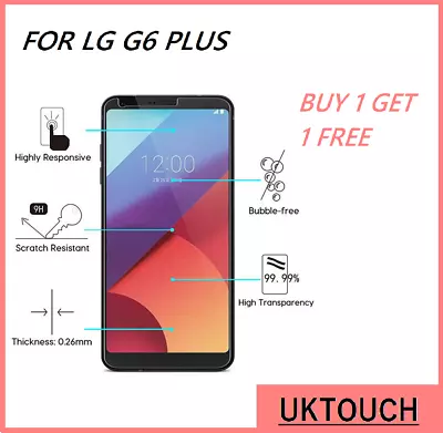 2 X For LG G6 PLUS Tempered Glass PREMIUM Screen 9H Protector  Premium Clear-UK • £1.99