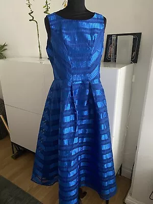 BNWT Coast Size 14 Blue Stripe Jacquard Midi Dress-RRP £129 • £55