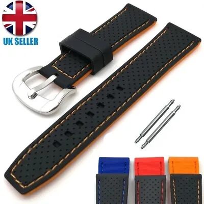 £5.99 • Buy Dual Colours Silicone Soft Rubber Sport Watch Strap Watch Band 20-22-24mm