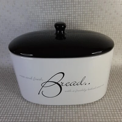 £34.99 • Buy Price & Kensington Script Bread Bin Ceramic Crock Storage Container Black White 