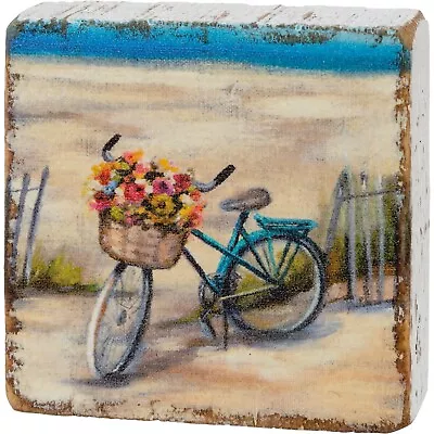 Primitives By Kathy Block Sign Bike Beach House Decor Floral Landscape Tier Tray • $10.95