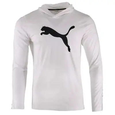 Puma Micro Tape Hooded Long Sleeve T-Shirt Mens Grey Casual Tops 67144202 • $19.99