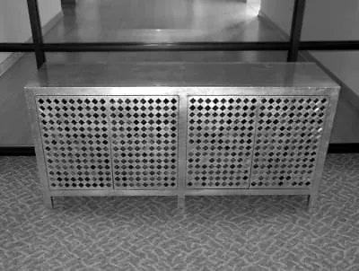 Vtg SIGNED Phyllis MORRIS CABINET Credenza SILVER LEAF Micro Mirrors GLAM • $6950