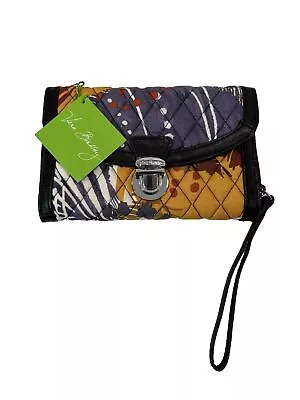 Vera Bradley Painted Feathers Ultimate Pushlock Wristlet Quilted Wallet Purse • $19.99