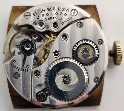 Vintage Lord Elgin Cal. 556 21 Jewel Watch Movement Runs For Repair  • $42