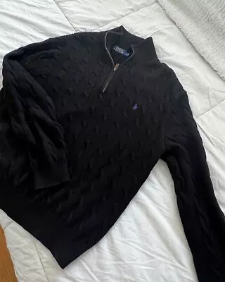 Polo Ralph Lauren Half Zip Sweater - Dark Blue Men's Knit Pullover Cotton. • $20