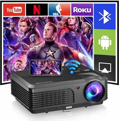 HD Android 6.0 Projector 7500lumens Smart Wifi Home Cinema Video 1080p BT HDMI • $324