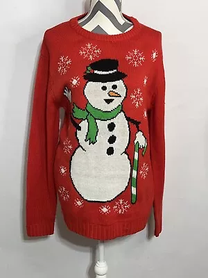 Blitzen & Company Mens Sweater Size M Red Snowman Ugly Christmas Sweater Knit • $19.99