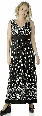 Tiana B. Printed Sleeveless Brazil Jersey Maxi Dress- Black/ White- Size-8 • £14