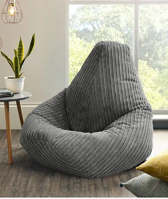 Jumbo Cord Beanbag Chair Large Bean Bag In Jumbo Cord Highback Beanbags FILLED • £49.99