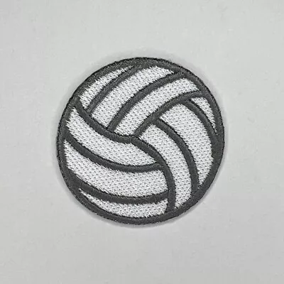 Silver & White Volleyball Patch - Embroidered Iron-On Sports Applique 2 Inches • $2.99