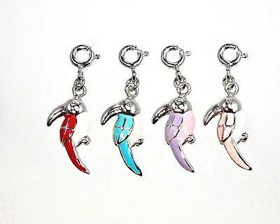 925 Sterling Silver Parrot Pendant Charm Enameled Macaw Bird  Bracelet Necklace  • $9.99