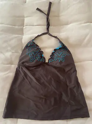 Mossimo Women's Brown Teal Tankini Top Removable Pads Size S Hand Wash • $6.99