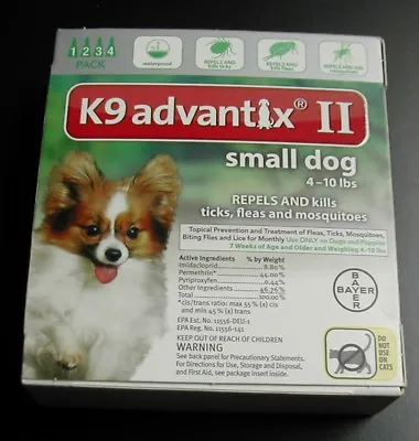 Bayer K9 Advantix II Small Dog 4-10 Lbs 4 Pack EPA APPROVE Product !!! GENUINE • $45