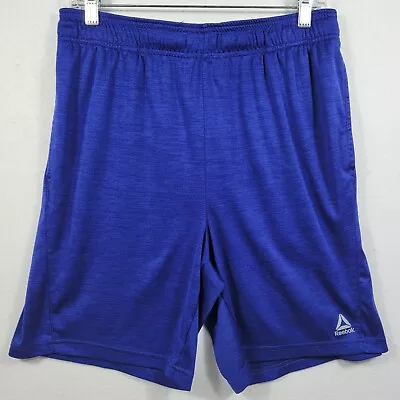 Reebok Men's Small Gym Shorts Pockets Adjustable Drawstring Waist Blue Stretch • $13.09