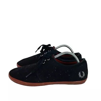 Fred Perry Navy Flecked Wool Flinn Lace Up Trainers Shoes - UK 8 • £16