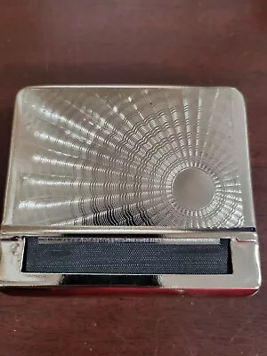 Silver Automatic Rolling Machine Tin Metal Smoke Tobacco Case Box Sunburst 420 • $10.50