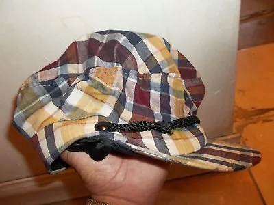 Vintage 40s 50s Plaid  Captain Hat Cap • $20.52