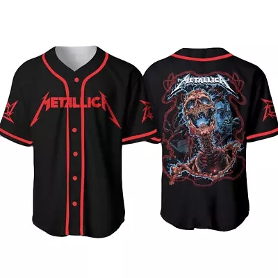 Metallica Metal Rock Band Baseball Jersey 3D Print T-Shirts S-5XL For Men Women • $32.99