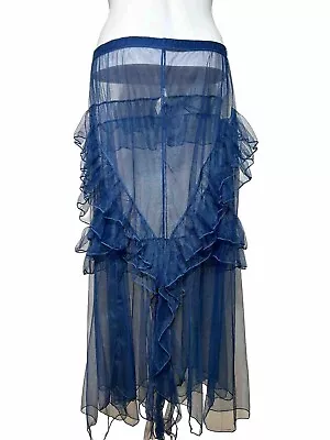 Intimately Free People NEW Women’s MEDIUM Sheer Ruffle Maxi Skirt Blue • $36.25